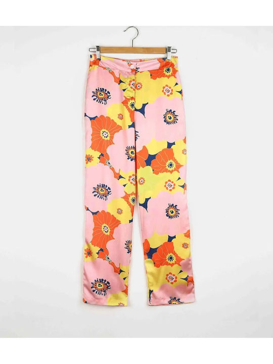 Women's Satin Trousers Pink
