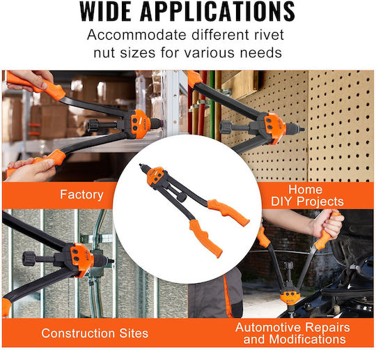 Vevor Rivet Nut Tool Riveter Set 40.6 Cm 13 Pieces Metric SAE Mandrels 186 Pieces Rivet Nuts M3 M4 10-24 M5 M6 1/4-20 8-32 5/16-18 M8 3/8-16 M10 M12 1/2-13 Carrying Case Mlmqwsbs16yc3fc0wv