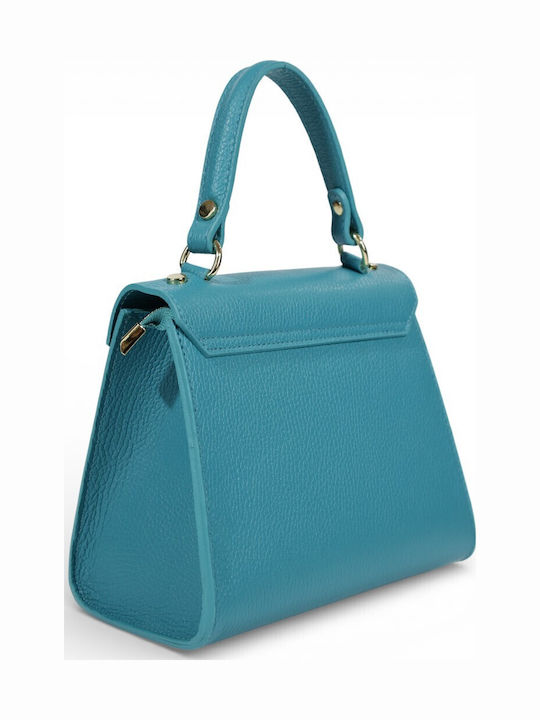 Leather Women's Tote Handbag Turquoise