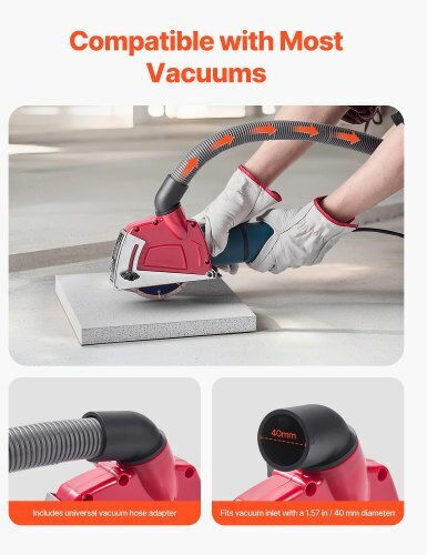 Vevor Dust Protection Cover for Universal Angle Grinders 4-5 Inch 6 Clamping Wheels Adjustable Cutting Depth Vacuum Cleaner Connection Wood Concrete Wall Stone