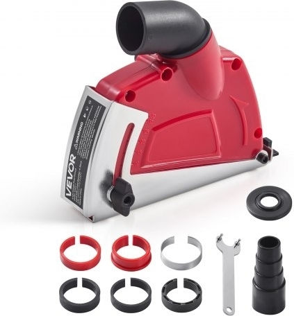 Vevor Dust Protection Cover for Universal Angle Grinders 4-5 Inch 6 Clamping Wheels Adjustable Cutting Depth Vacuum Cleaner Connection Wood Concrete Wall Stone