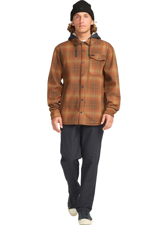 Furnace Bonded Long Sleeve Flannel Overshirt Dark Cedar