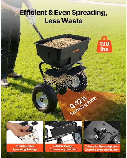 Vevor TCSBJ130LBS1M3V3U001V0 Wheeled Seed/Fertilizer Distributor with Capacity 59kg
