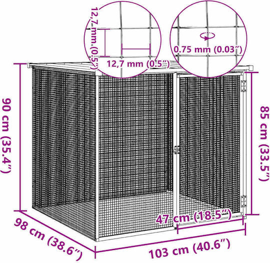vidaXL Galvanized Steel Poultry Coop M1.03 x P0.98 x H0.9m