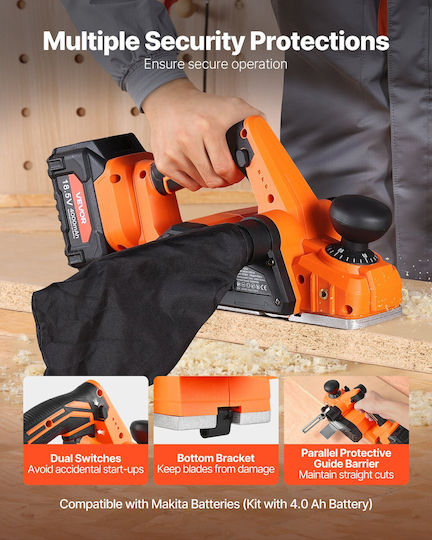 Vevor WXDDSCBCDDC12YBQX001V2 Planer 18V Brushless
