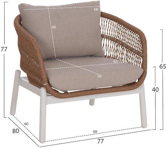 Set Mobilier Exterior Cameră De Zi 5 Piese Alb Cu Perne