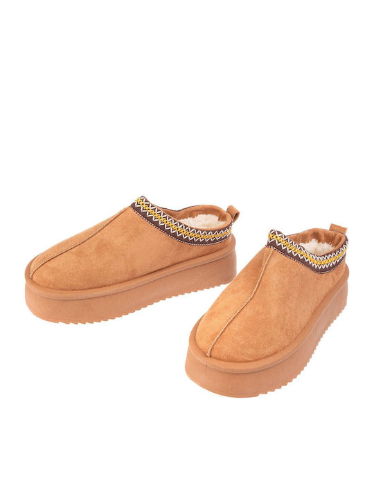 Winter Women's Slippers with Fur Brown