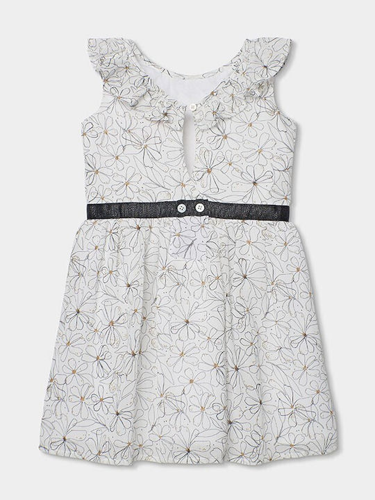 Girls Dress Sleeveless Floral White