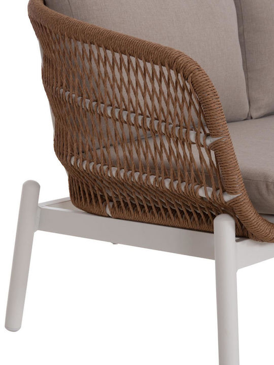 Set Mobilier Exterior Cameră De Zi 5 Piese Alb Cu Perne