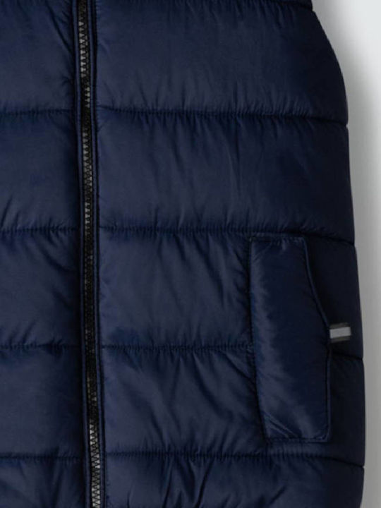 Waterproof Kids Casual Sleeveless Jacket with Hood Dark Blue