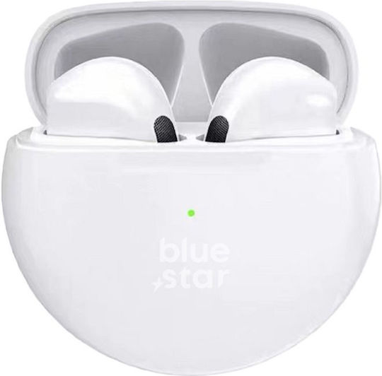 Blue Star TX3 Earbud Bluetooth Handsfree Ακουστικά με Θήκη Φόρτισης Λευκά
