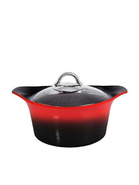 Ametist Oală Ceramică Turnată Cu Capac Din Sticlă Roșie 18cm (20cm)
