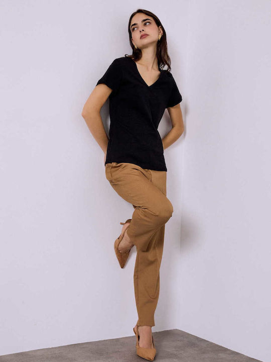 Celestino Cotton T-shirt with V-Neck Black