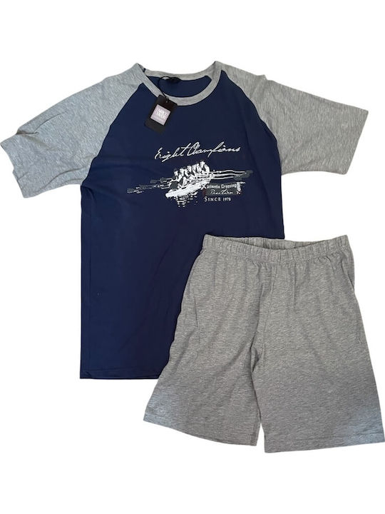 Enrico Coveri Sommer Herrenpyjama Grau Melange
