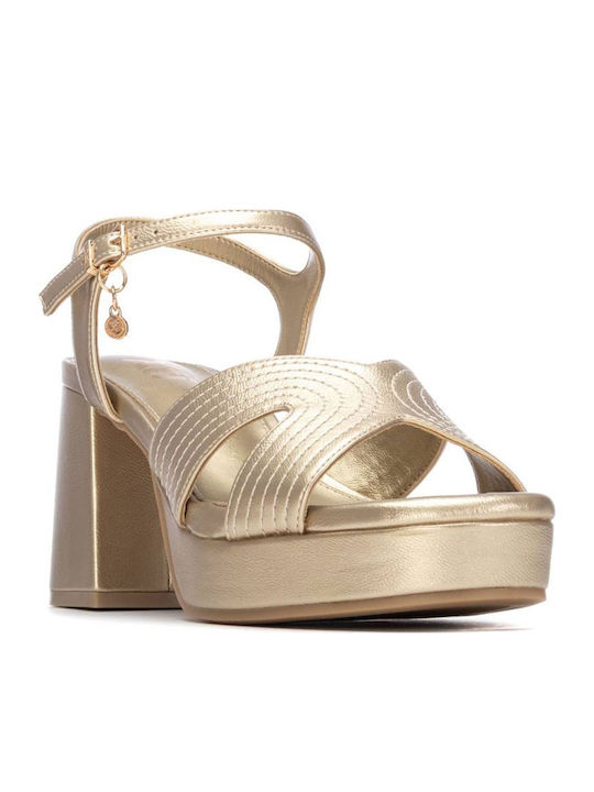 Xti Women's Gold Sandals Barrette Symmetrical Cut On The Strap