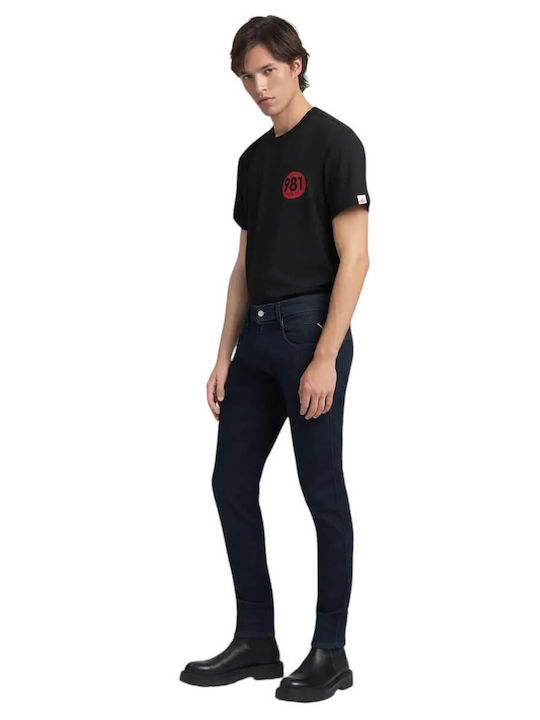 Anbass Men's Jeans Pants Elastic with Slim Fit Blue