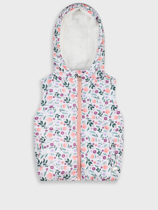 Kids Quilted Sleeveless Short Jacket with Hood Multicolour