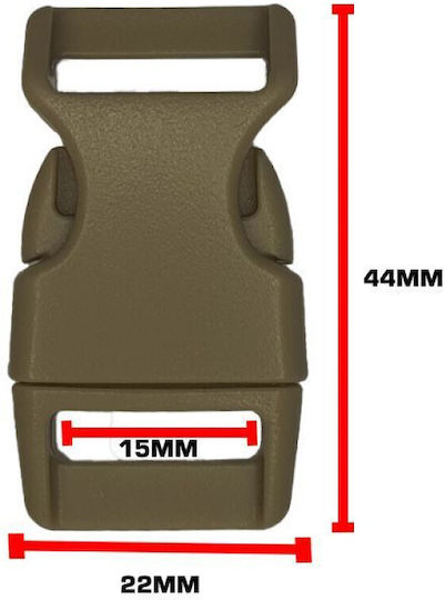 Clips Paracord Side-release 15mm 10 Bucăți Verde Foliage Gri