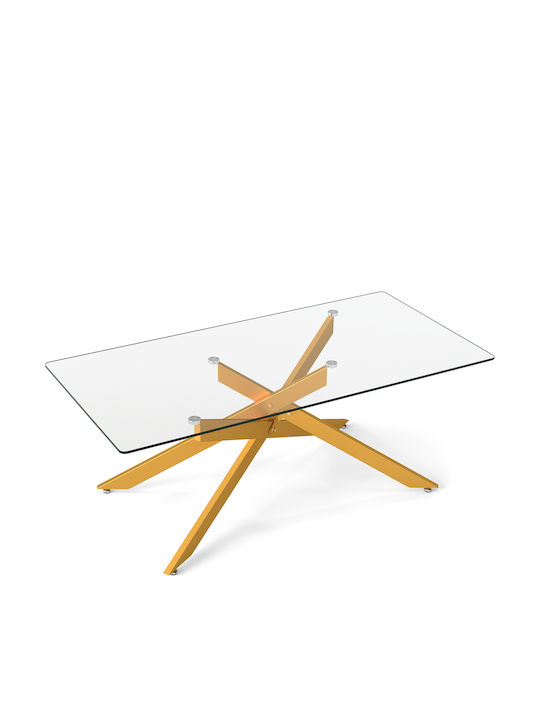 Τραπέζι Γυάλινο Χρυσό 120x60x45.5εκ.