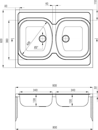 Deante ZM6_3200 Ένθετος Inox με Μπαταρία Μ60xΠ60cm Γκρι