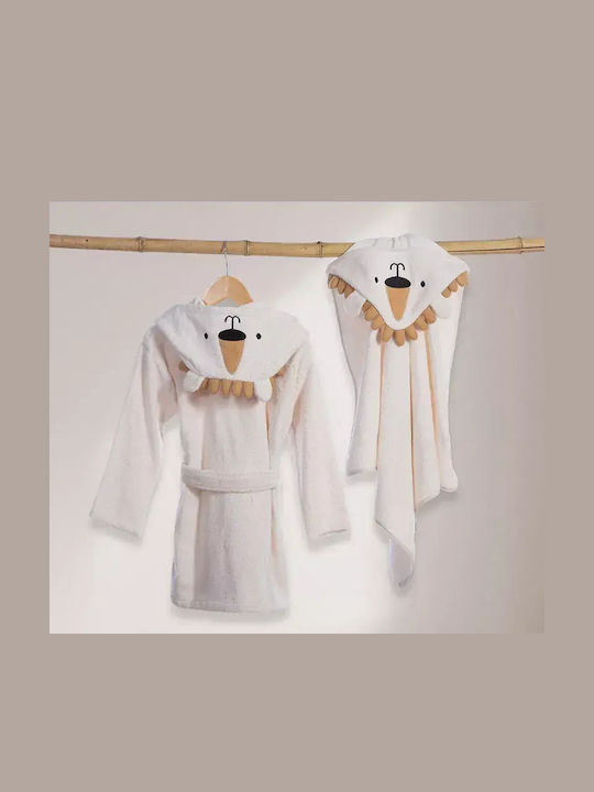 Nef-Nef Homeware Baby Hooded Bath Towel-Robe Jungle In Motion Ecru 75x75cm