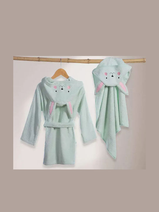 Nef-Nef Homeware Baby-Badetuch mit Kapuze Pic Nic Together Milky Grünes 75x75cm