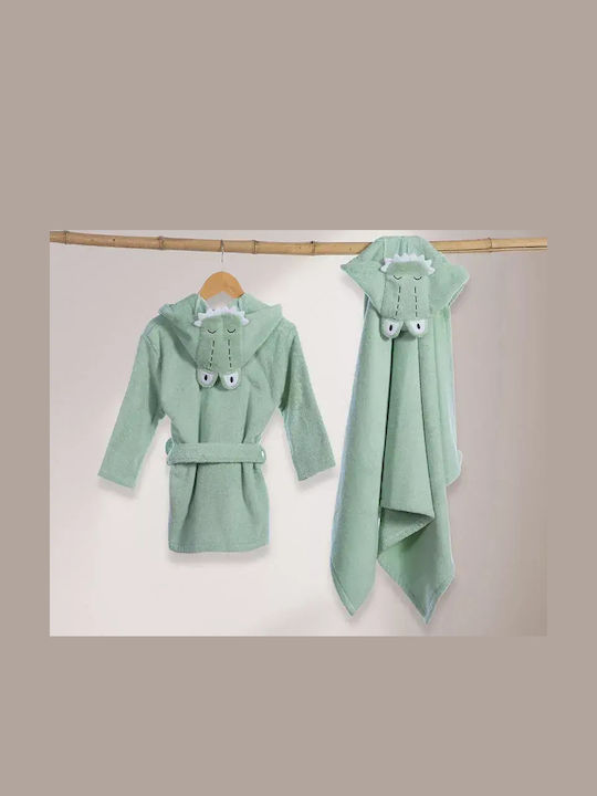 Nef-Nef Homeware Βρεφική Κάπα-Μπουρνούζι με Κουκούλα Savana Cameo Green 70x120εκ.
