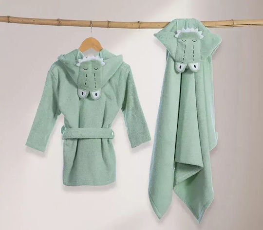 Nef-Nef Homeware Baby-Badetuch mit Kapuze Savana Cameo Grün 70x120cm