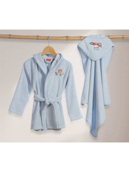 Nef-Nef Homeware Βρεφική Κάπα-Μπουρνούζι με Κουκούλα Super Boy L.blue 75x75εκ.