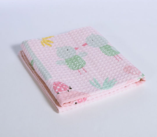 Nef-Nef Homeware Nursery Swaddling Blanket Spring Happiness Waffle Pink 80x110cm