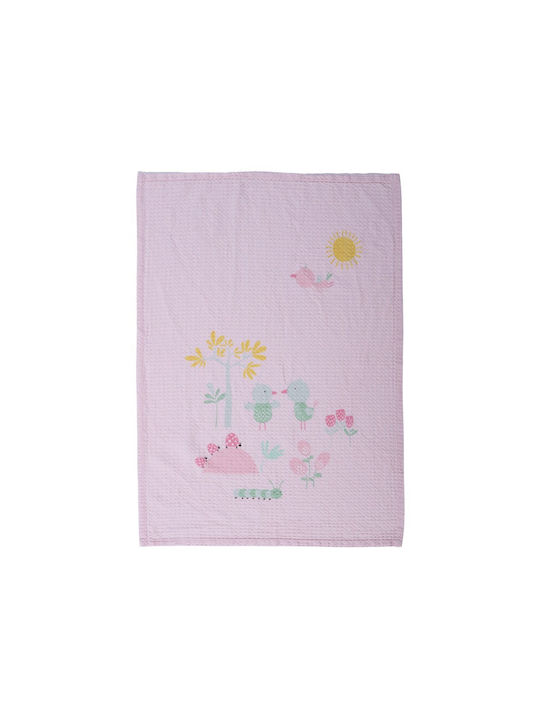 Nef-Nef Homeware Κουβέρτα Κούνιας Spring Happiness Πικέ Ροζ 110x150εκ.