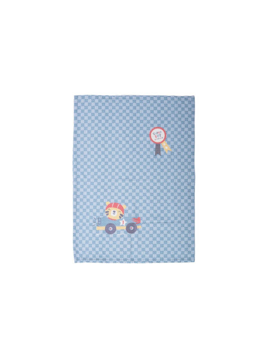 Nef-Nef Homeware Cot Blanket Super Boy Waffle Blue 110x150cm