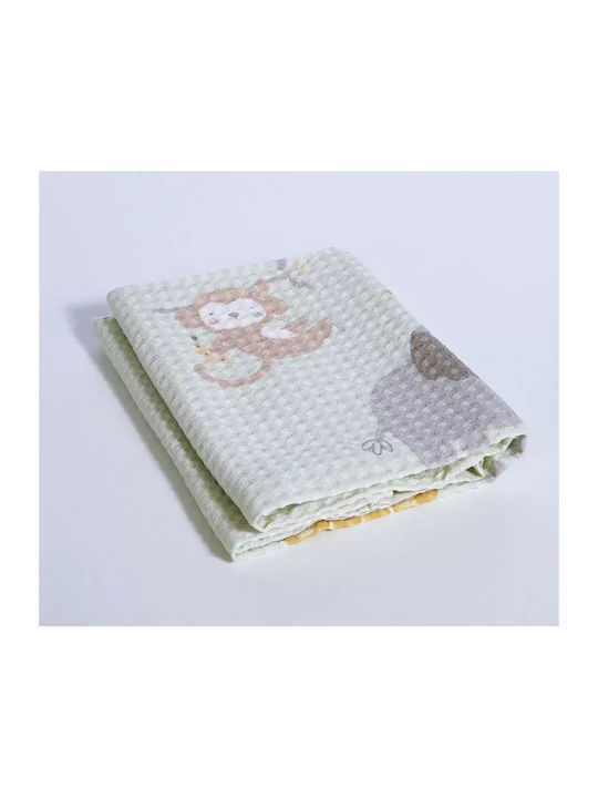 Nef-Nef Homeware Cot Blanket Savana Waffle Green 110x150cm