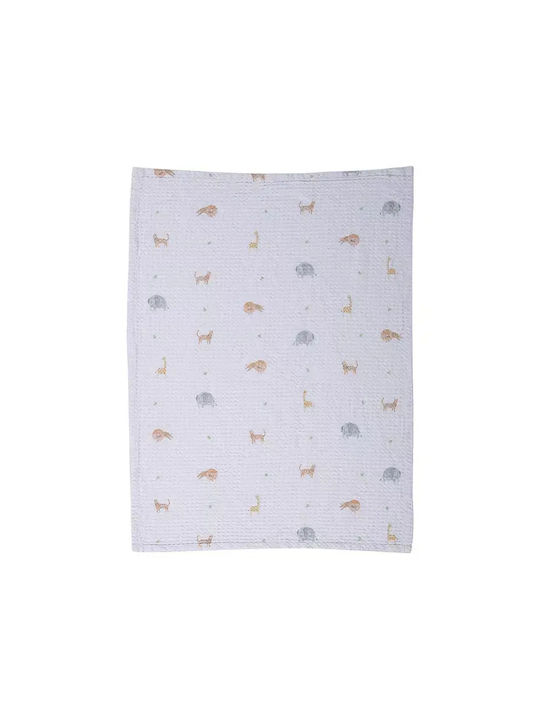 Nef-Nef Homeware Babydecke Kinderbett Jungle In Motion Waffel Beige 110x150cm