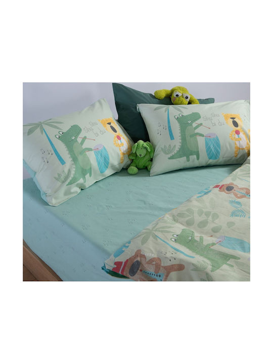 Nef-Nef Homeware Set Kinderbettlaken Baumwollgrün Jungle 170x260cm 3 Stück