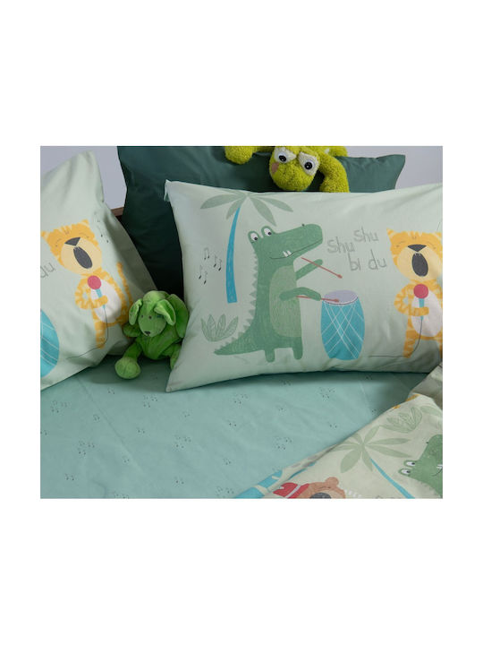 Nef-Nef Homeware Set Kinderbettlaken Baumwollgrün Jungle 170x260cm 3 Stück