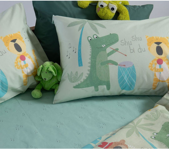 Nef-Nef Homeware Сет Единични Памучни Спални Комплекти Jungle Green 170x260cm 3 Броя