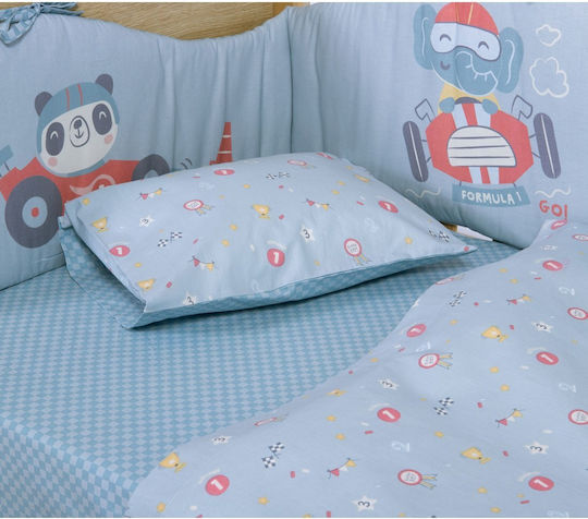 Nef-Nef Homeware Сет Бебешки Чаршафи За Кошара Памучни Super Boy Сини 120x170см 3 Броя