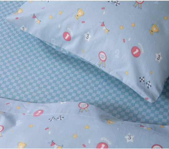 Nef-Nef Homeware Сет Бебешки Чаршафи За Кошара Памучни Super Boy Сини 120x170см 3 Броя