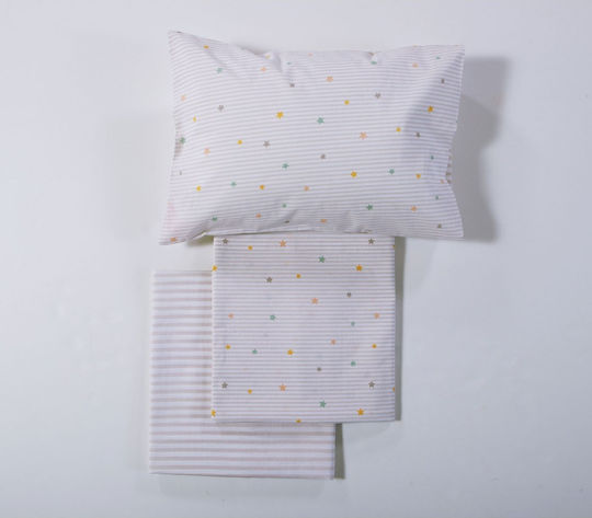 Nef-Nef Homeware Set Baby Crib Sheets Cotton Happy White 120x170cm 3pcs