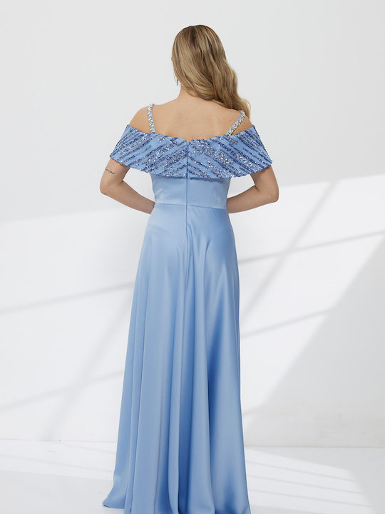 Summer Maxi Dress for Wedding and Christening Light Blue