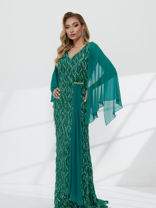 Summer Maxi Dress for Wedding and Christening Green G25130 005