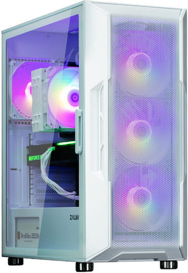 Zalman I3 Neo V2 ARGB Gaming Midi Tower Κουτί Υπολογιστή με Πλαϊνό Παράθυρο Λευκό
