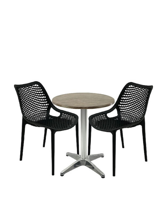 Set Sala De Mese Pentru Spații Exterioare Mici Maple 3 Piese Negru