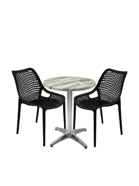 Set Sala De Mese Pentru Spații Exterioare Mici Maple 3 Piese Negru