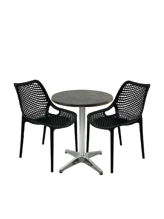 Set Sala De Mese Pentru Spații Exterioare Mici Maple 3 Piese Negru