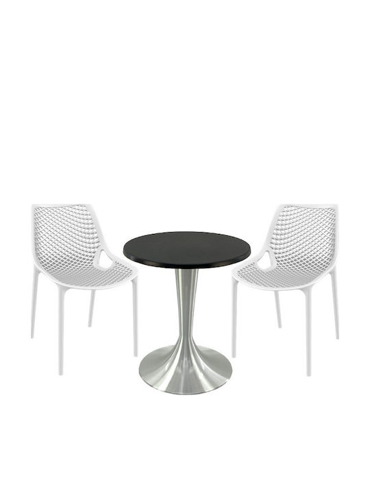 Set Sala De Mese Pentru Spații Exterioare Mici Maple 3 Piese Alb