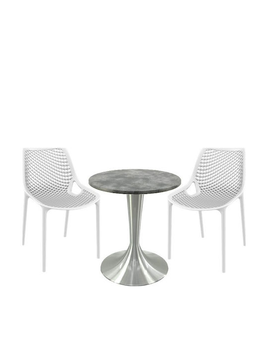 Set Sala De Mese Pentru Spații Exterioare Mici Maple 3 Piese Alb