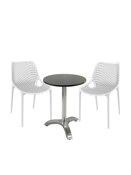 Set Sala De Mese Pentru Spații Exterioare Mici Maple 3 Piese Albe