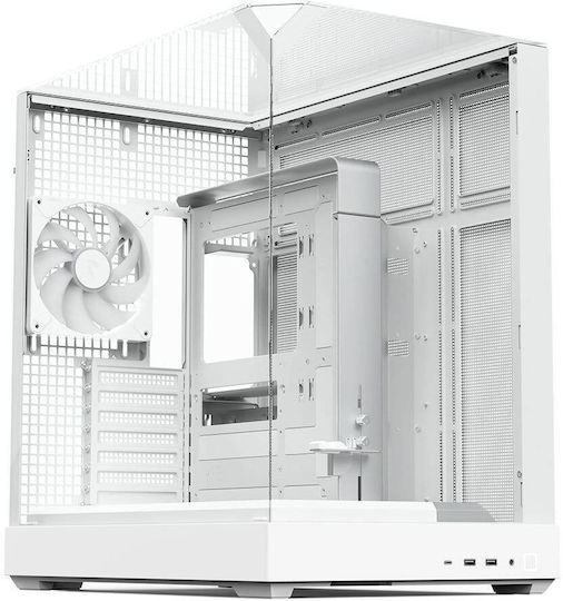APNX Gaming Midi Tower Computer Case with Side Window and ARGB Lighting White